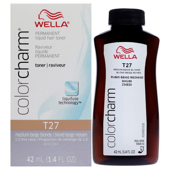 Color Charm Permanent Liquid Toner - T27 Medium Beige Blonde by Wella for Women - 1.4 oz Toner, See Description, hi-res image number 0