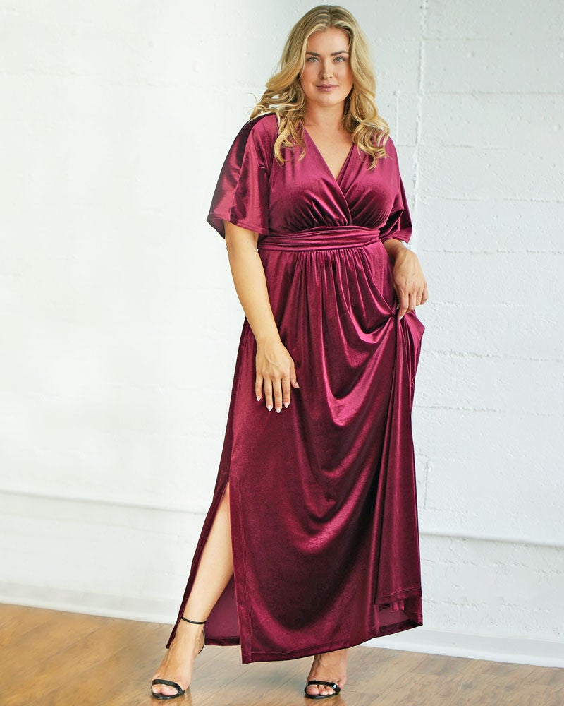 Verona Velvet Evening Gown, Pinot Noir, hi-res image number 0