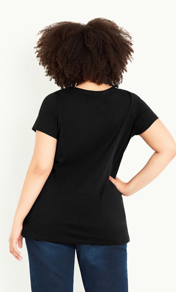 Cotton Gather V Top - black, , alternate image number 2