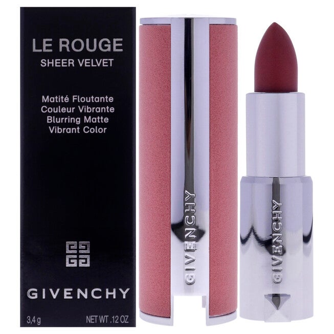 Le Rouge Sheer Velvet Matte Lipstick - 27 Rouge Infuse by Givenchy for Women - 0.12 oz Lipstick (Refillable), Pink, hi-res image number 0
