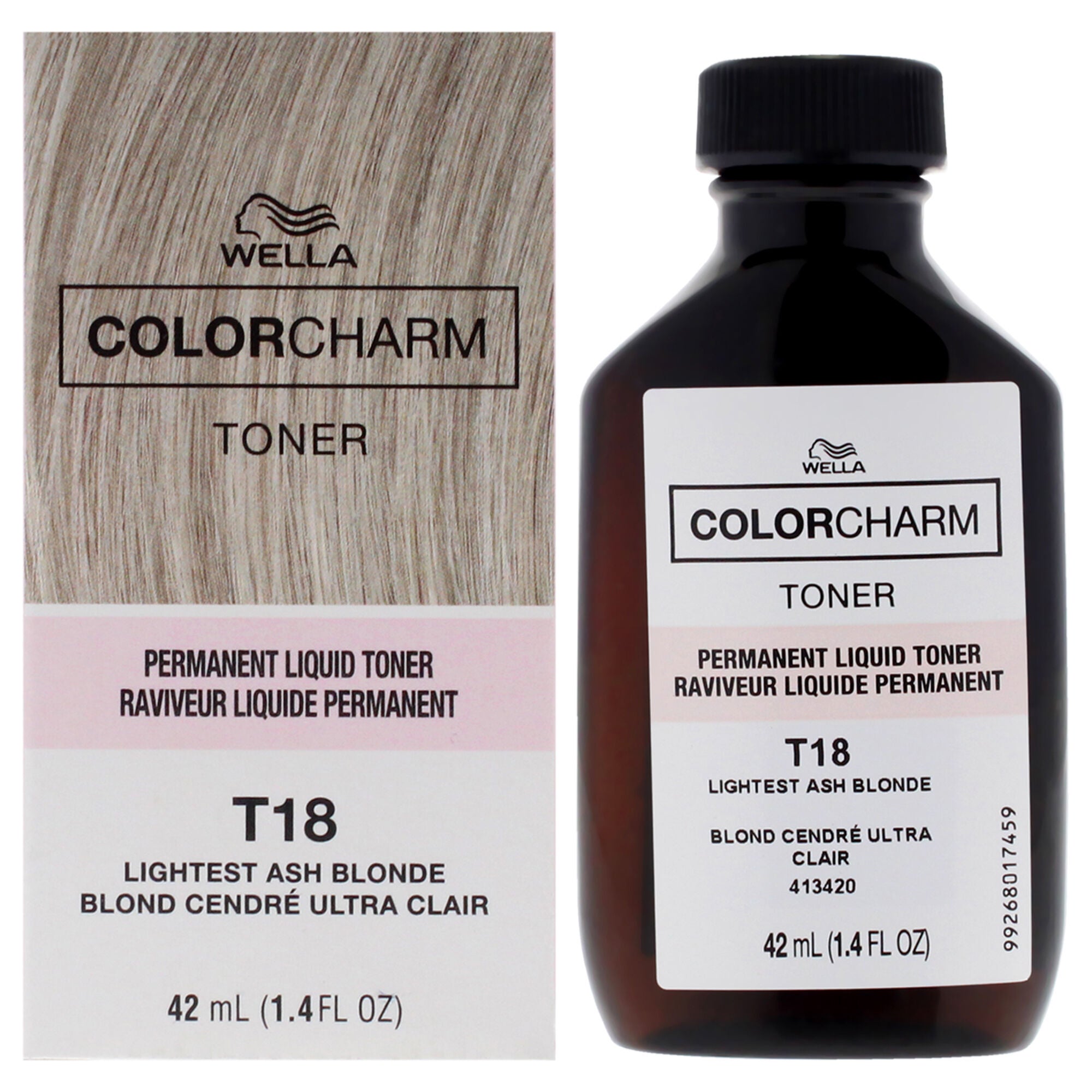 Color Charm Permanent Toner - T18 Lightest Ash Blonde by Wella for Unisex - 1.4 oz Toner, See Description, hi-res image number 0