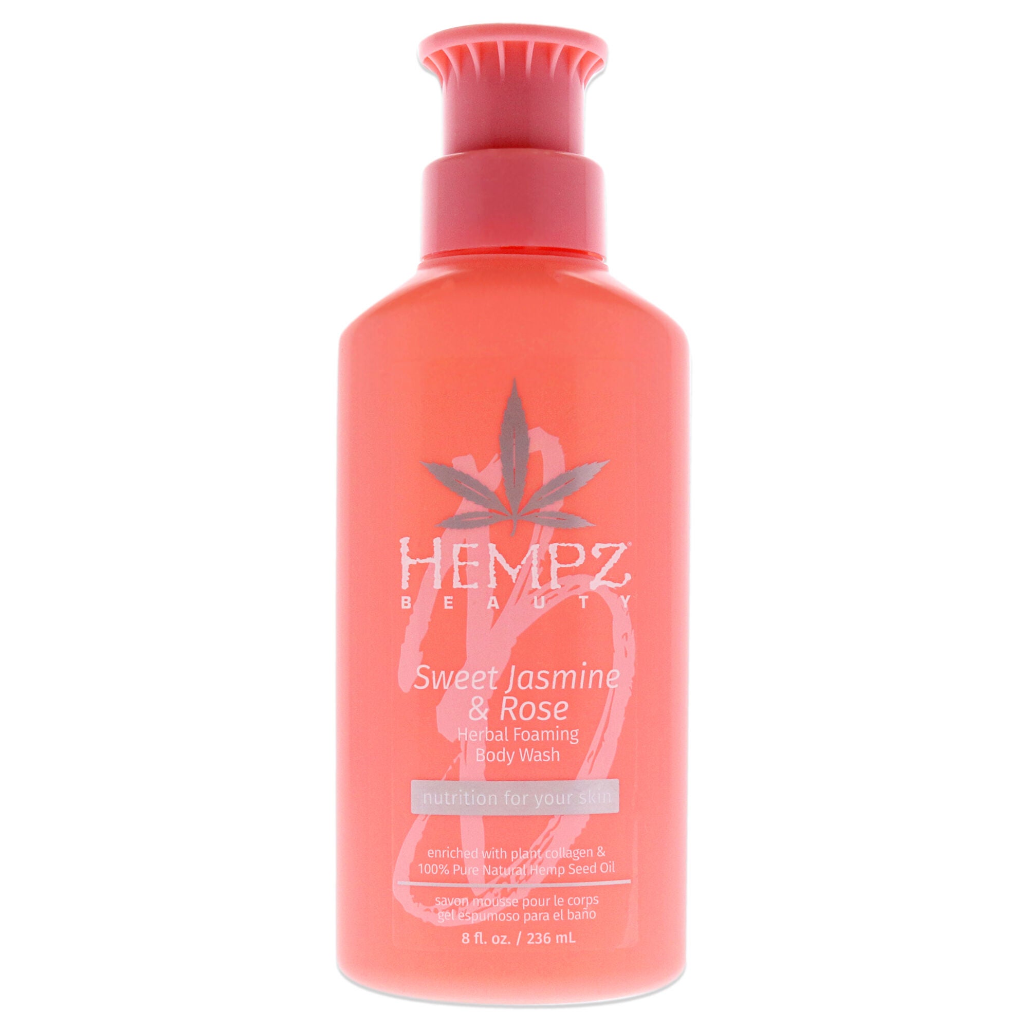 Sweet Jasmine and Rose Collagen Infused Herbal Foaming Body Wash by Hempz for Unisex - 8 oz Body Wash, See Description, hi-res image number 0