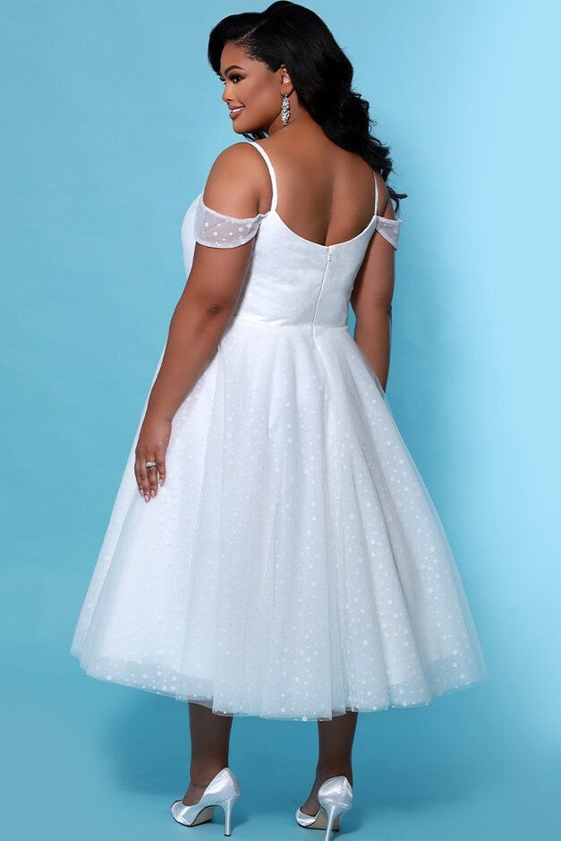 Blossom Wedding Dress Dotted Swiss Plus Size Tea-Length Gown, , alternate image number null