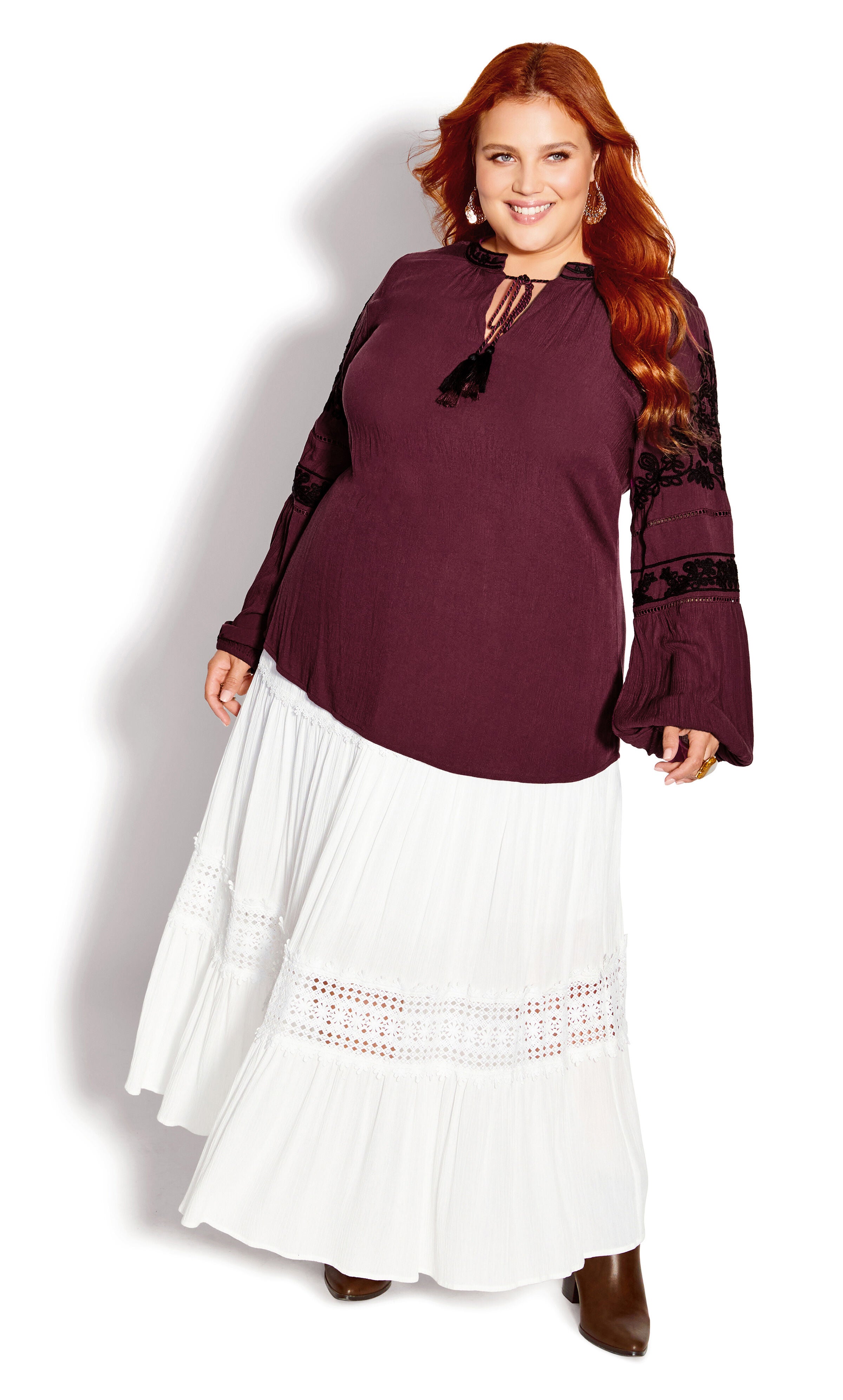 Spirit Embroidered Top - wine, , alternate image number 2