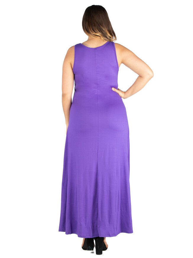 Simple A Line Plus Size Tank Maxi Dress, , alternate image number 1