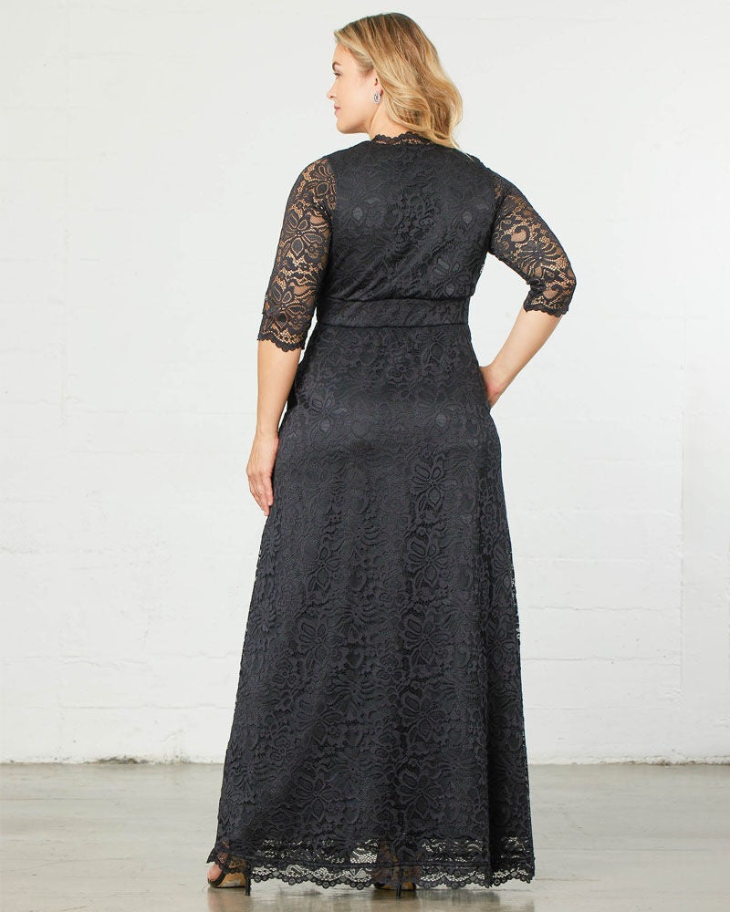 Maria Lace Evening Gown, Onyx, alternate image number 1
