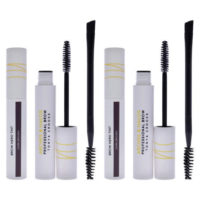 Brow Hero Tint Kit - Dark Brown by Arches and Halos for Women - 2 Pc Dual-Ended Angled Brush, Clear Brow Gel - Pack of 2, , alternate image number 5
