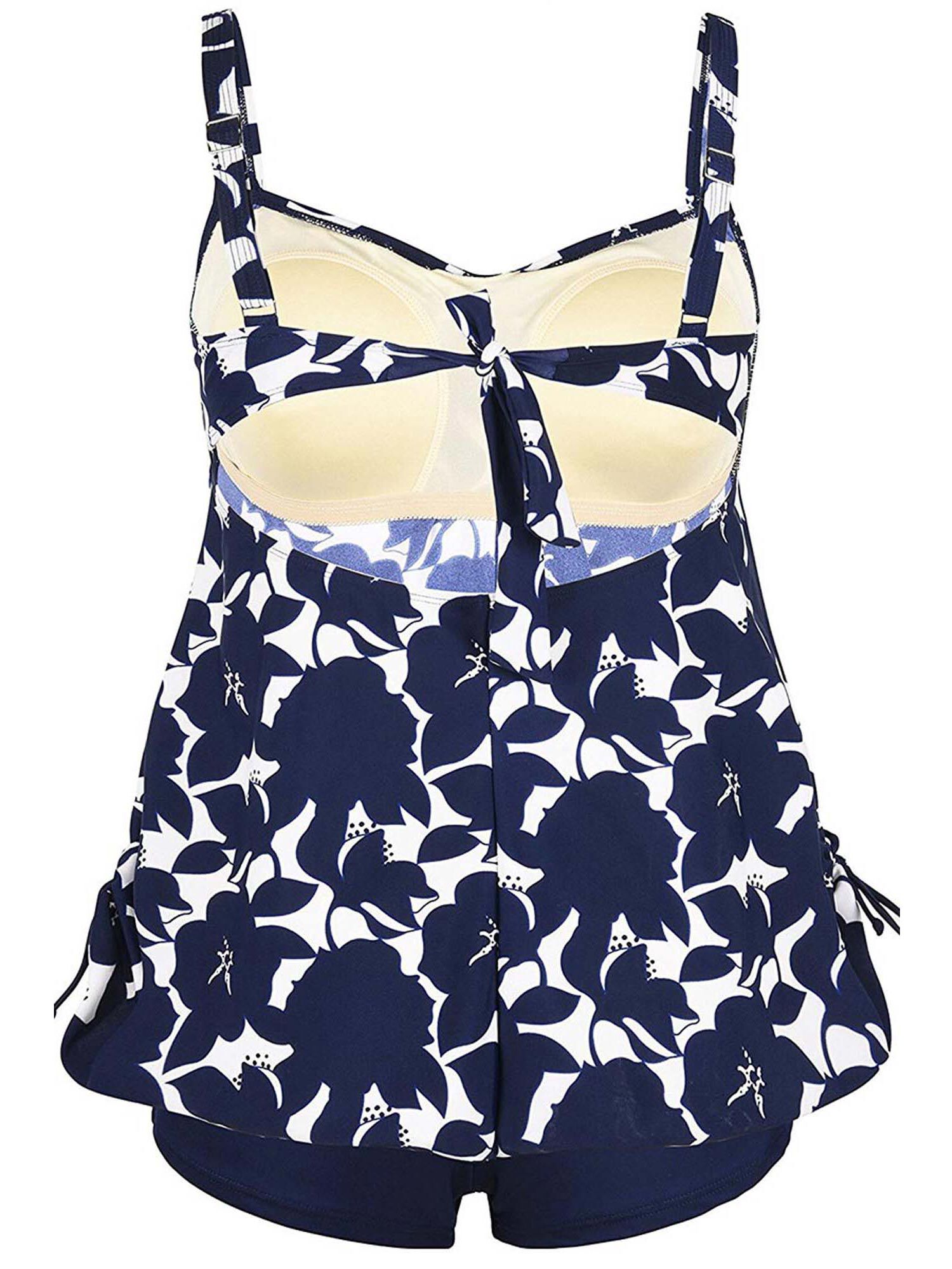 Floral Cinch Tankini Set, Royal / blue, alternate image number 1