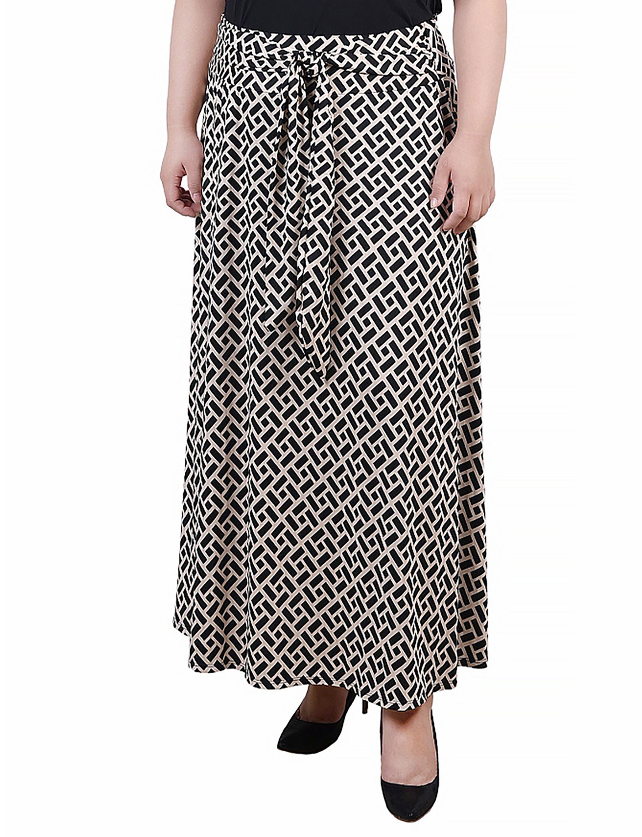 Maxi Skirt With Sash Waist Tie, Greek Key, hi-res image number 0