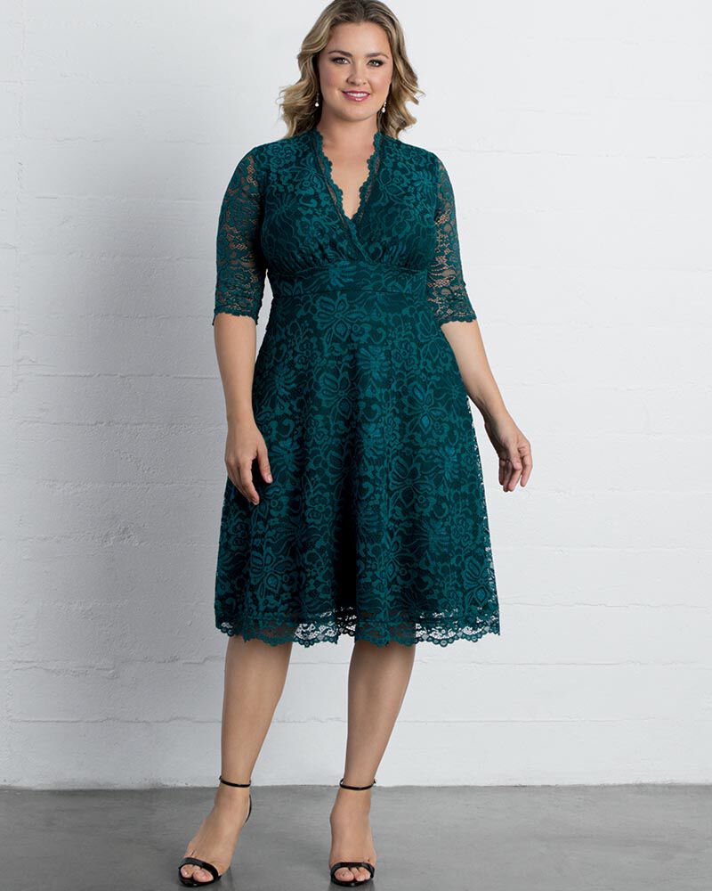 Mademoiselle Lace Cocktail Dress, Emerald Green, alternate image number 2