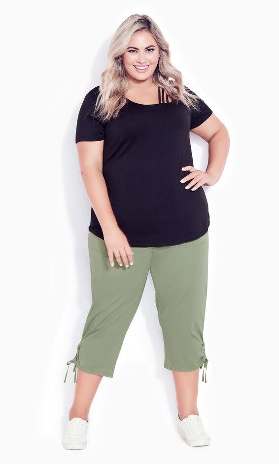 Cotton Cinch Capri - khaki, Green, hi-res image number 0
