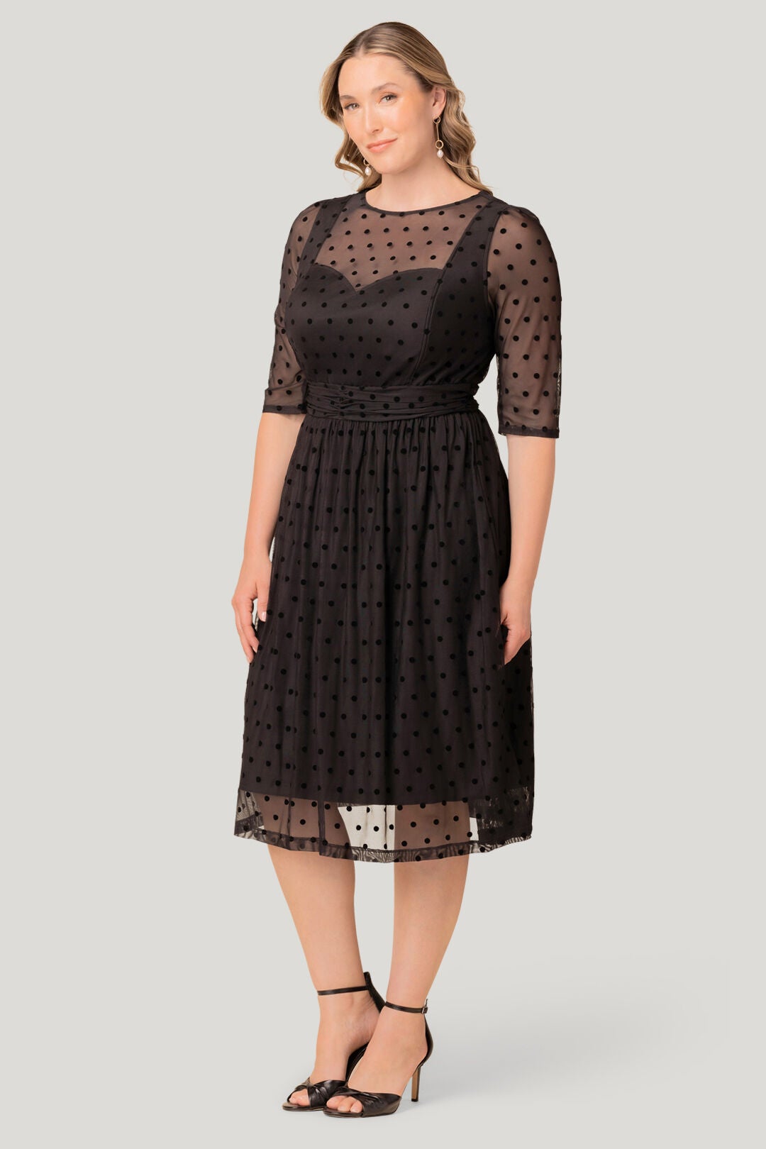 Vita Cocktail Dress, Noir Dot / Black, alternate image number 4