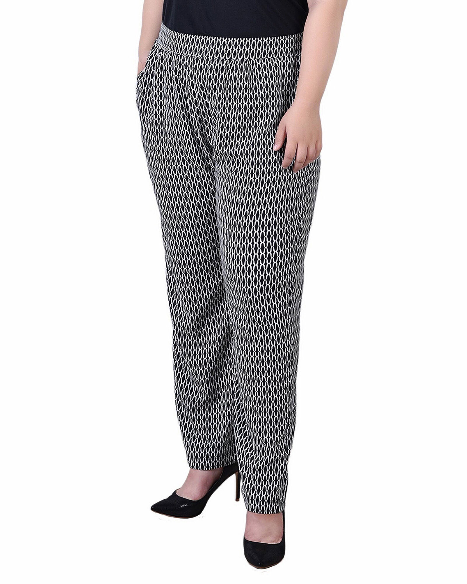 Slim Leg Pull On Pant, BlackWhiteJustin, hi-res image number 0