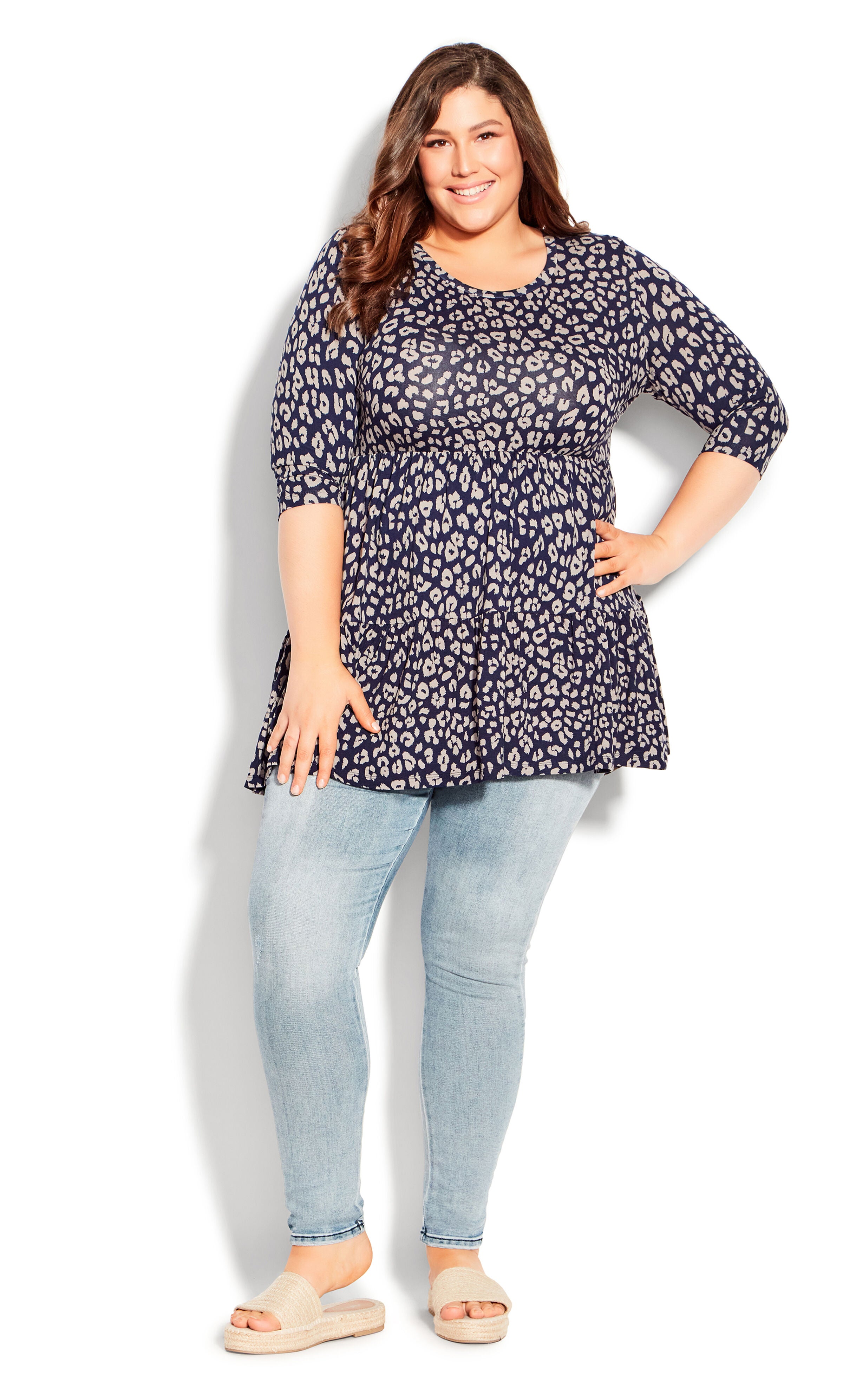 Amaya Print Tunic - navy animal, , alternate image number 1