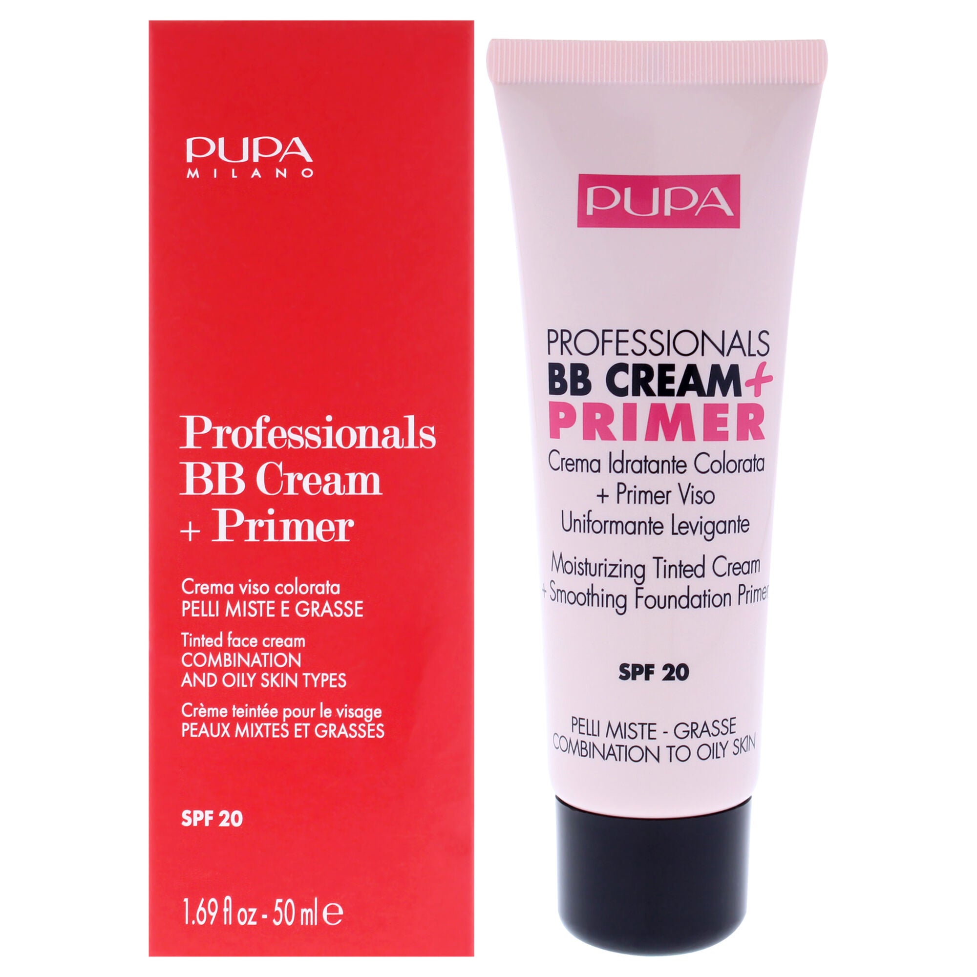Professionals BB Cream Plus Primer SPF 20 - 001 Nude - Combination To Oily Skin by Pupa Milano for Women - 1.69 oz Primer, See Description, hi-res image number 0