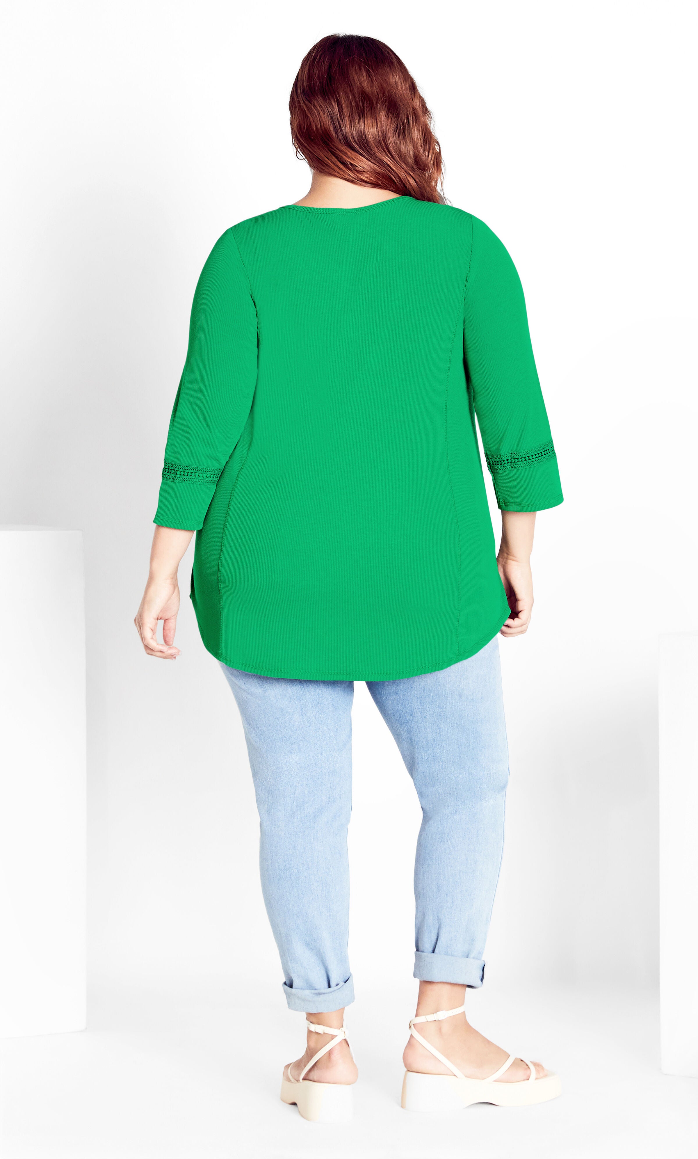 Rib Henley Top - green, , alternate image number 2