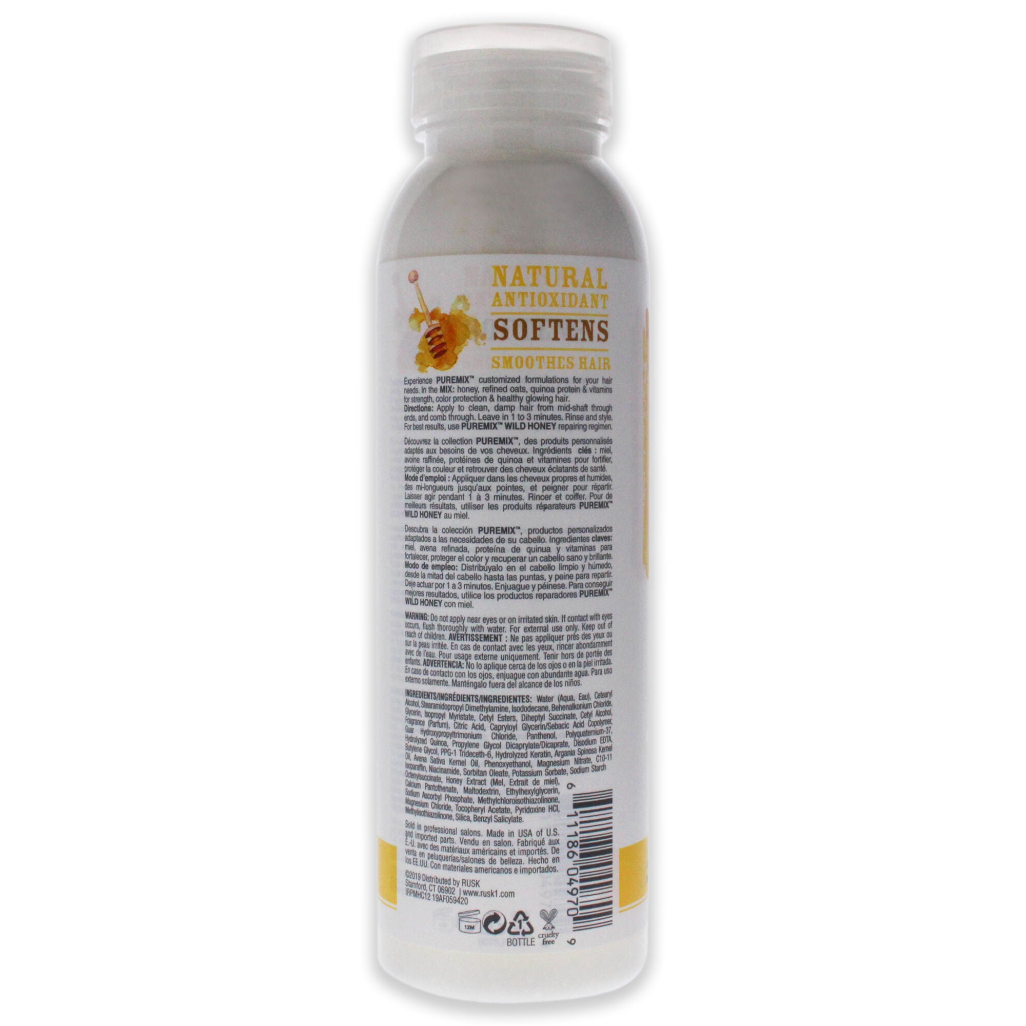 Puremix Wild Honey Repairing Conditioner - Dry Hair by Rusk for Unisex - 12 oz Conditioner, , alternate image number 3