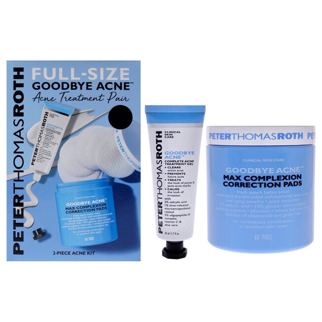 Goodbye Acne Treatment Pair by Peter Thomas Roth for Women - 2 Pc 1.7oz Complete Acne Treatment Gel, 60 Max Complexion Correction Pads, See Description, hi-res image number 0