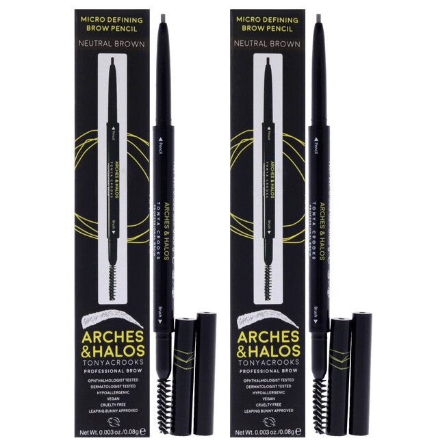Micro Defining Brow Pencil - Neutral Brown by Arches and Halos for Women - 0.003 oz Eyebrow Pencil - Pack of 2, See Description, hi-res image number 0