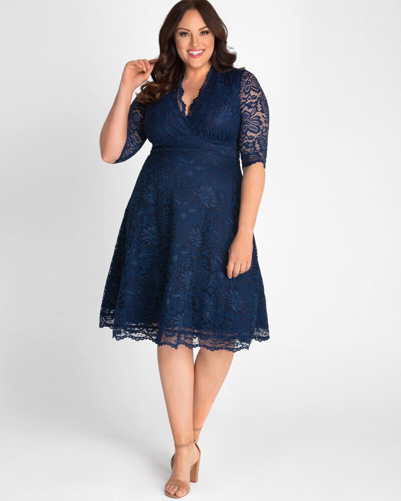 Mademoiselle Lace Cocktail Dress, Navy Blue, alternate image number 2