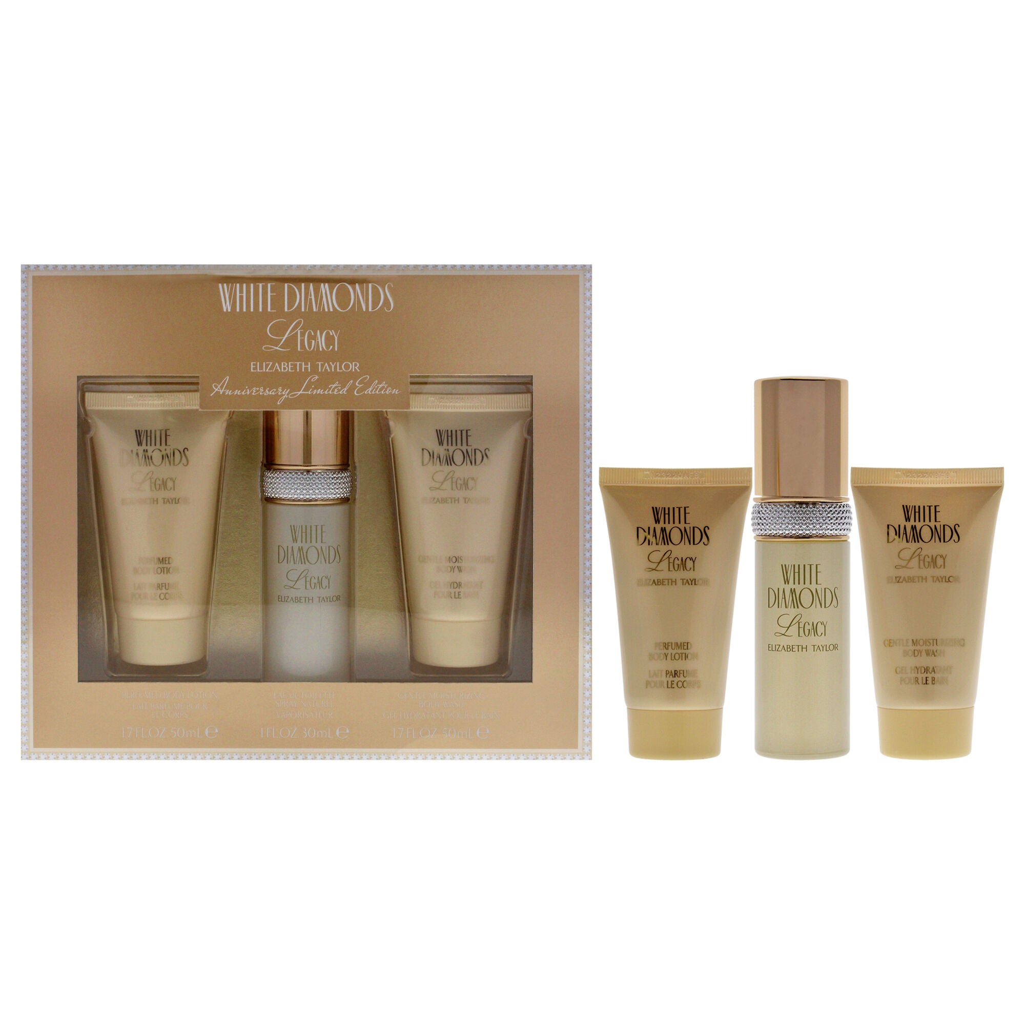 White Diamonds Legacy by Elizabeth Taylor for Women - 3 Pc Gift Set 1oz EDT Spray, 1.7oz Body Wash, 1.7oz Body Lotion, See Description, hi-res image number 0