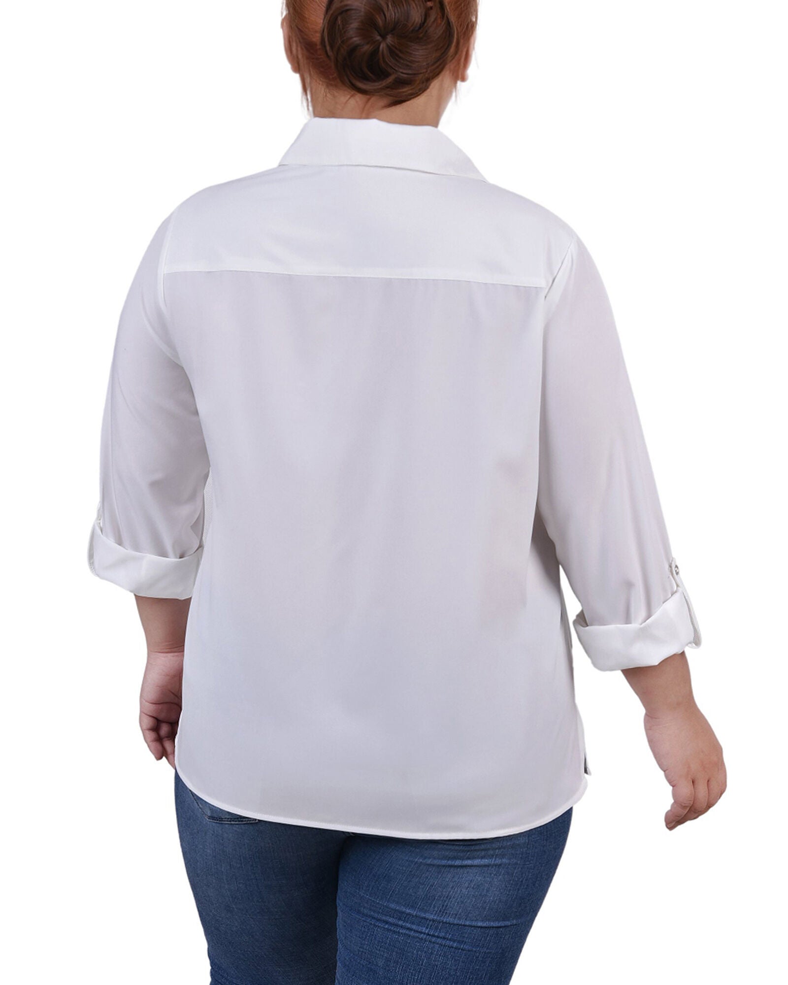 3/4 Roll Tab Blouse With Pockets, , alternate image number 3