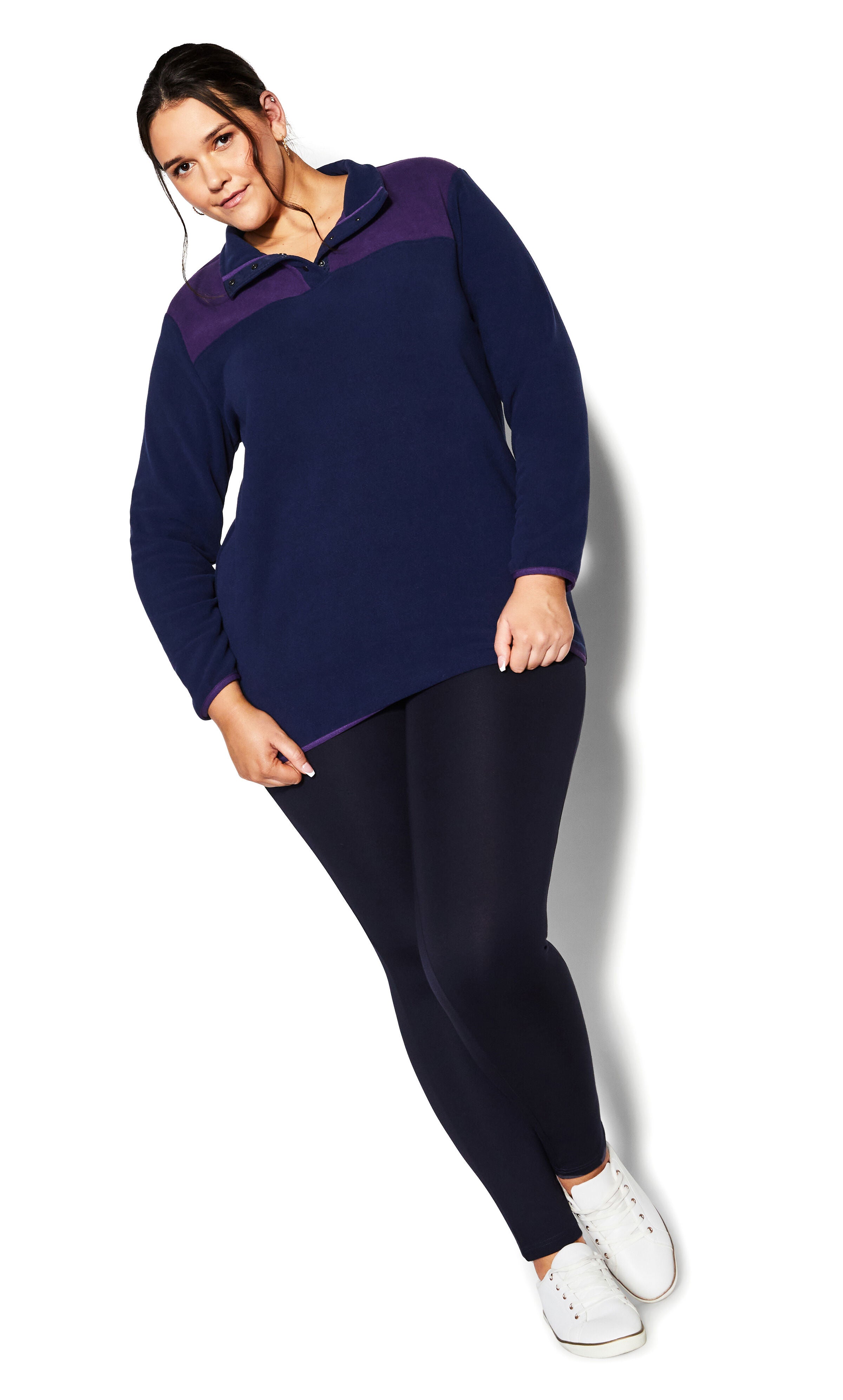 Color Block Polar Fleece Pullover - navy, , alternate image number 5