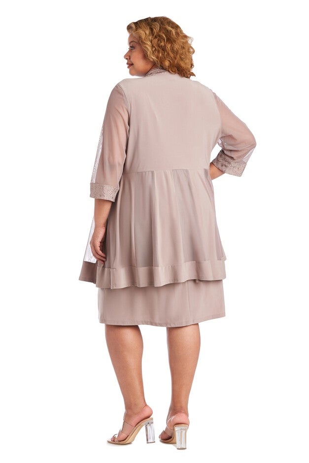 Jacket With Panels/Sheath Dress With 3/4 Sleeves Over Scoop Neck, , alternate image number null