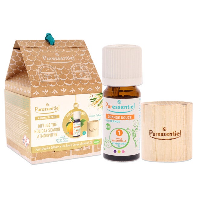 My Wooden Diffuser Kit by Puressentiel for Unisex - 2 Pc 0.3oz Organic Essential Oil - Sweet Orange, 1 Pc Wooden Diffuser, See Description, alternate image number 1