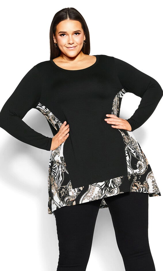 Elsa Print Tunic - black, Black, hi-res image number 0