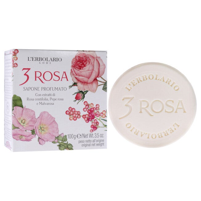 3 Rose Perfumed Bar Soap by LErbolario for Unisex - 3.5 oz Soap, NA, alternate image number null