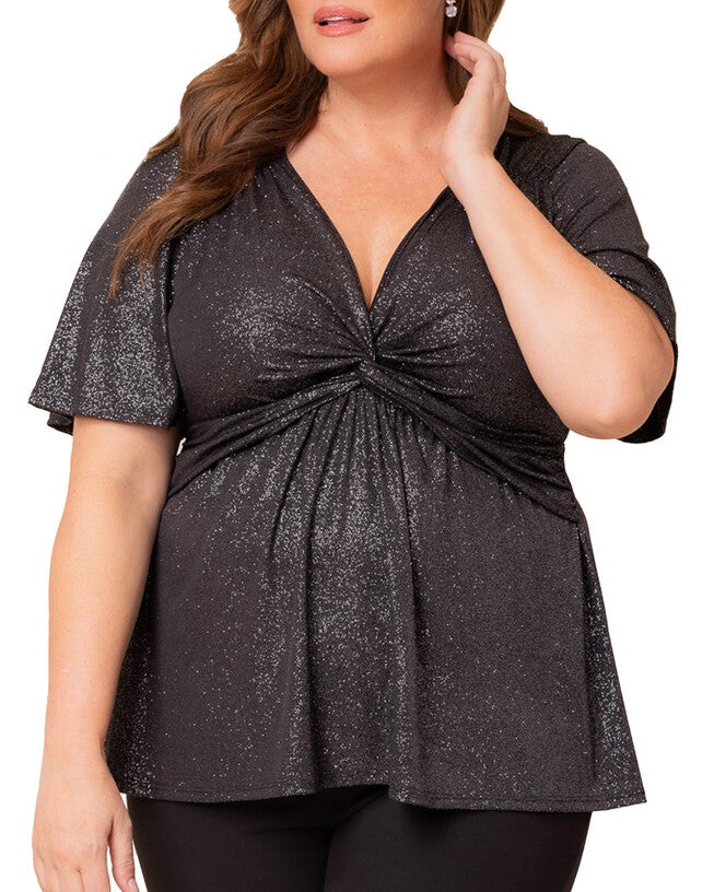GALAXY GLITTER TWIST TOP, SILVER STARLIGHT / Silver, alternate image number null