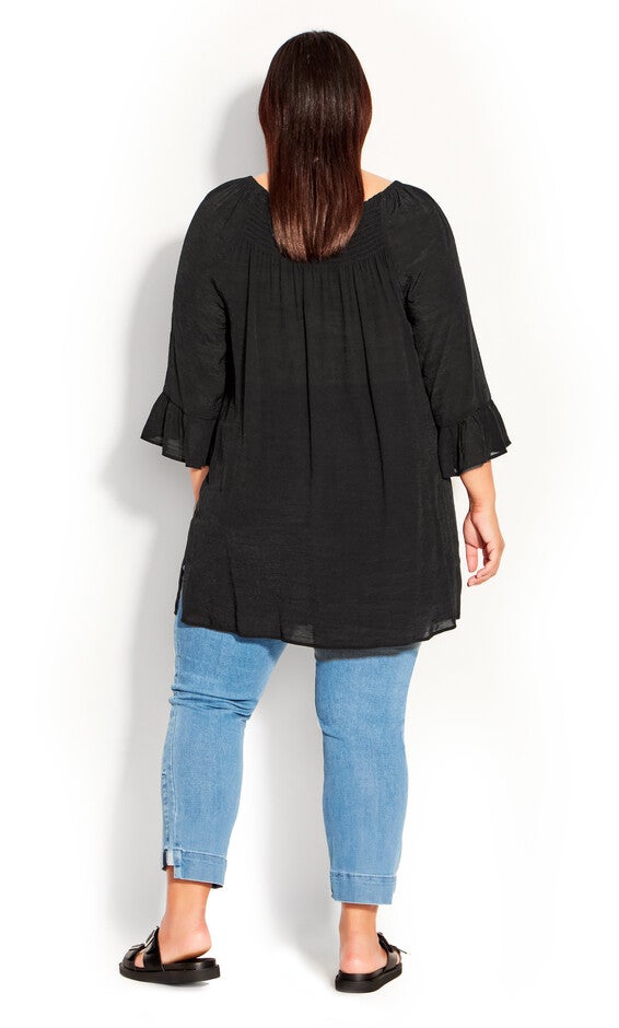 Flutter 3/4 Sleeve Top - black, , alternate image number 3