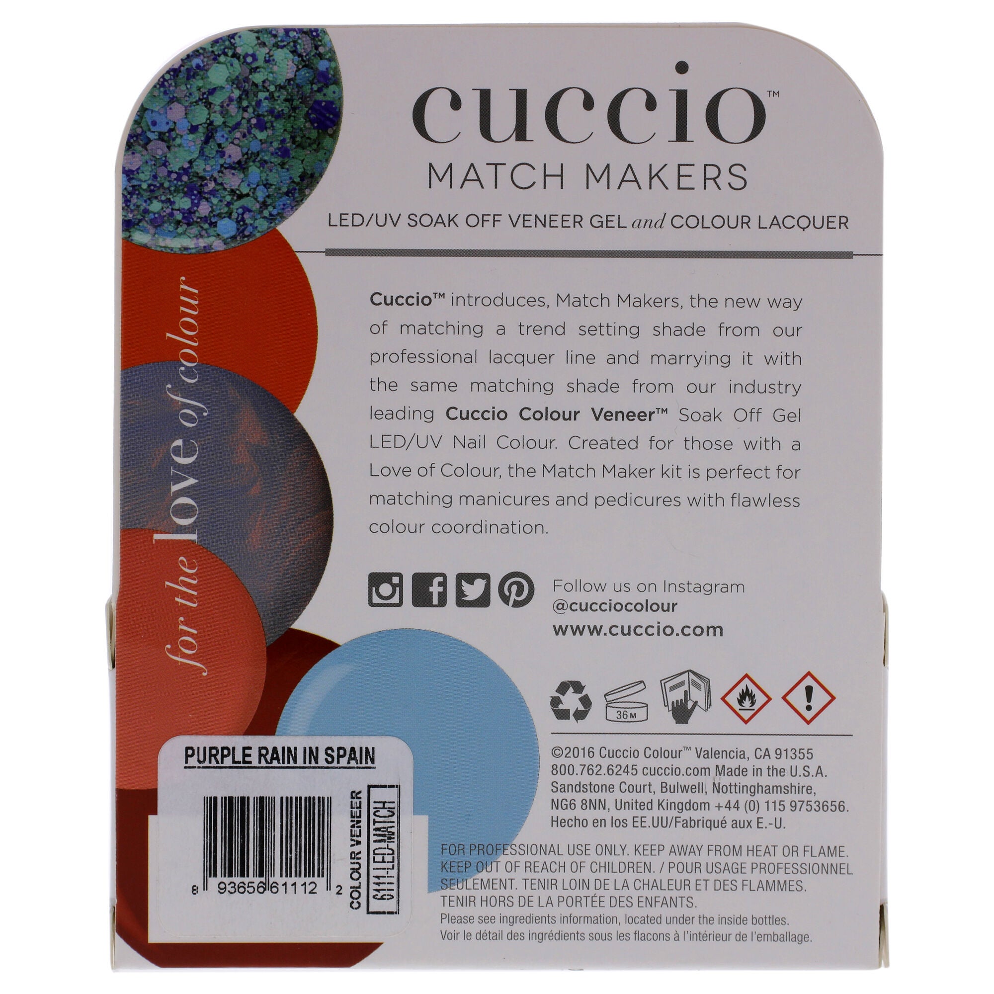 Match Makers Set - Purple Rain In Spain by Cuccio Colour for Women - 2 Pc 0.44oz Veneer Soak Of Gel Nail Polish, 0.43oz Colour Nail Polish, See Description, alternate image number 2
