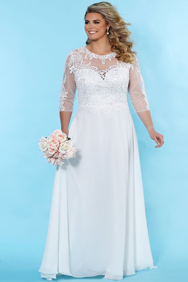 Faye Plus Size Wedding Dress with Sleeves, Ivory, hi-res image number null