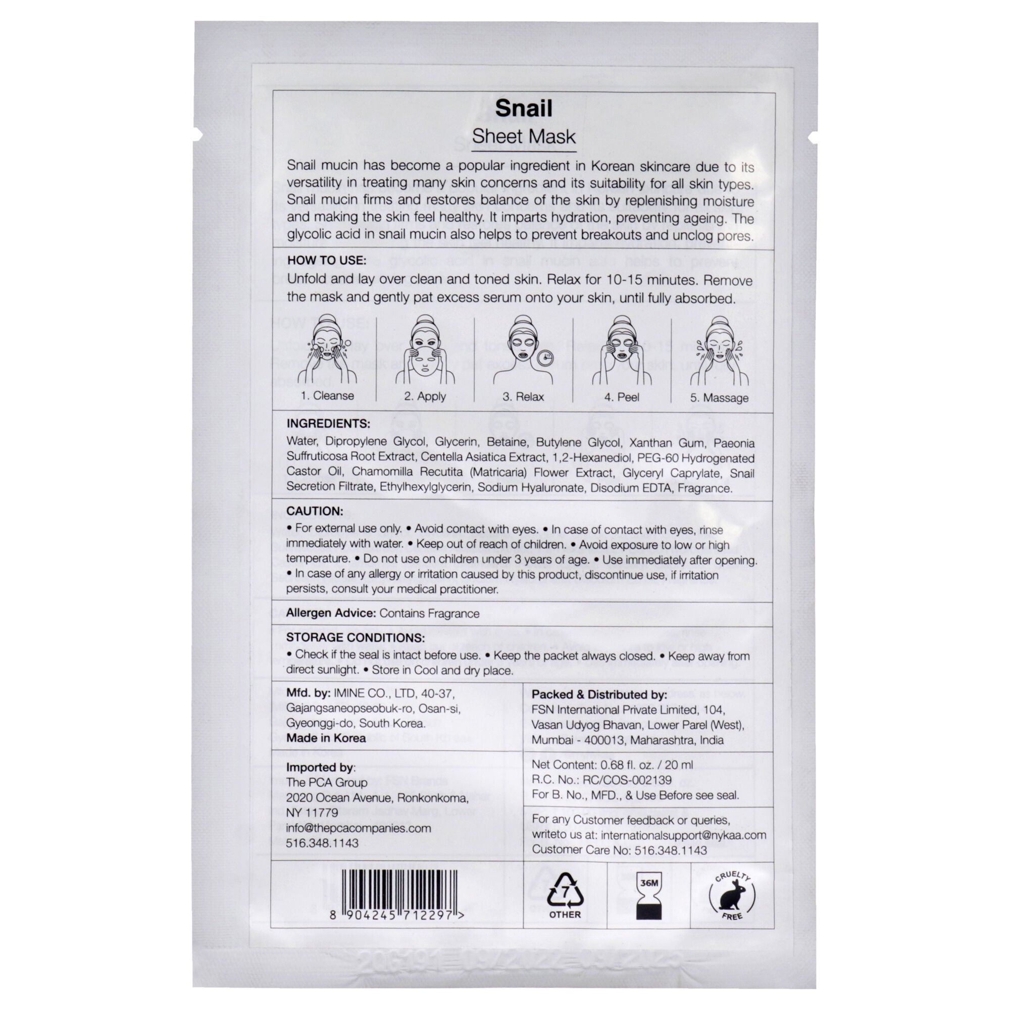 Skin Secrets Sheet Mask - Snail by Nykaa Naturals for Women - 1 Pc Mask, , alternate image number 4