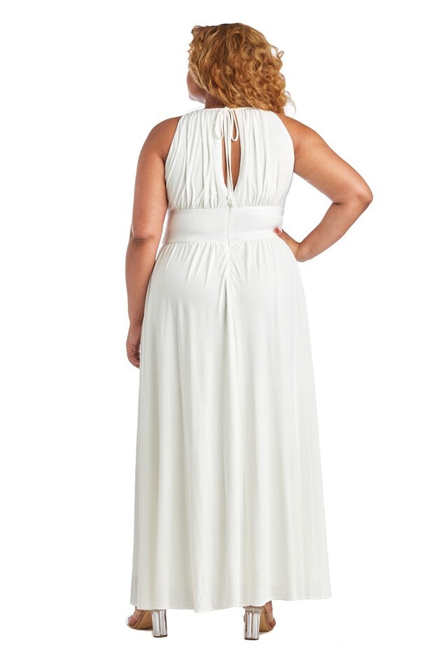 Sleeveless Maxi Dress with Embellished Waist Band and Keyhole Cutout, , alternate image number null