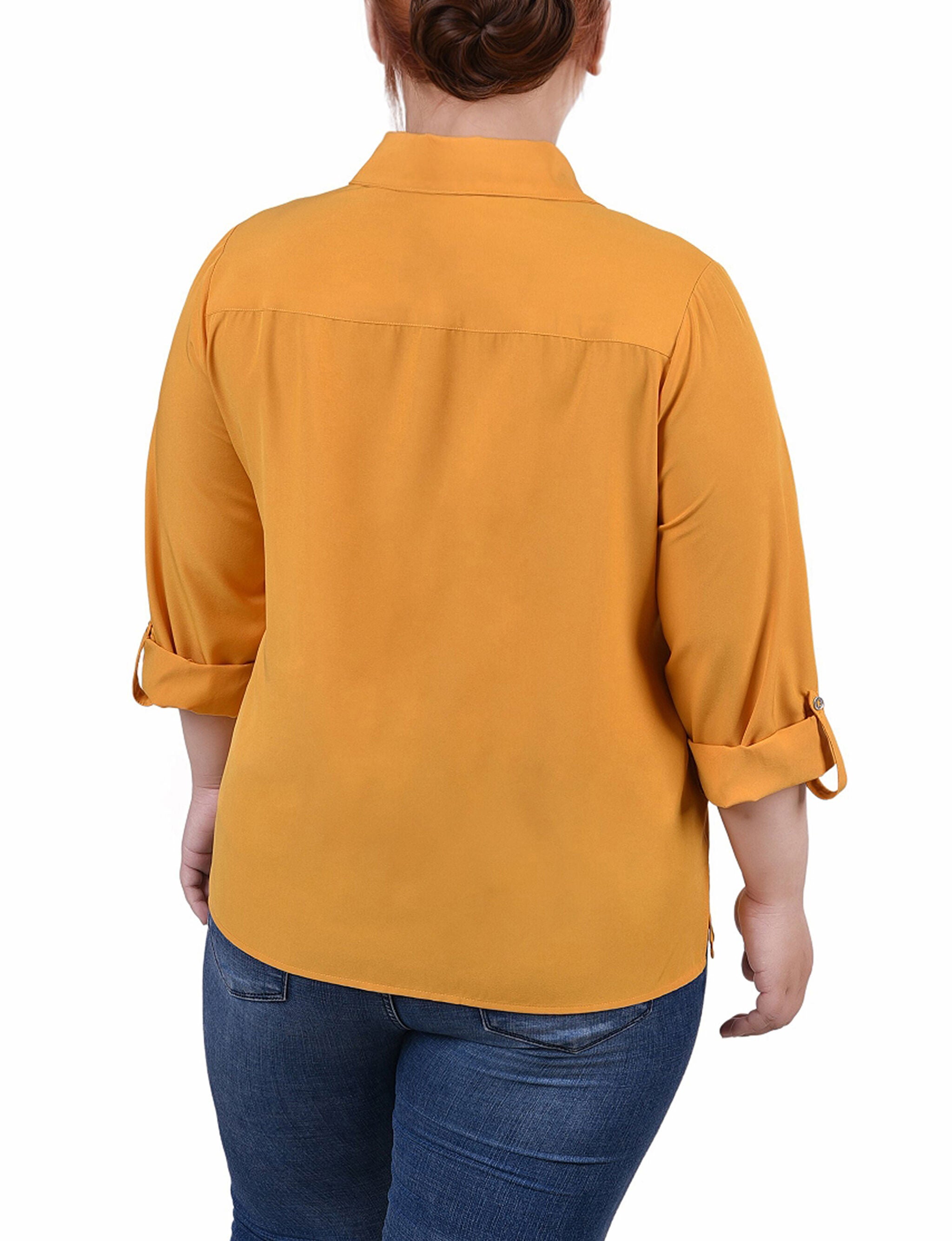 3/4 Roll Tab Blouse With Pockets, Golden Glow, alternate image number 2