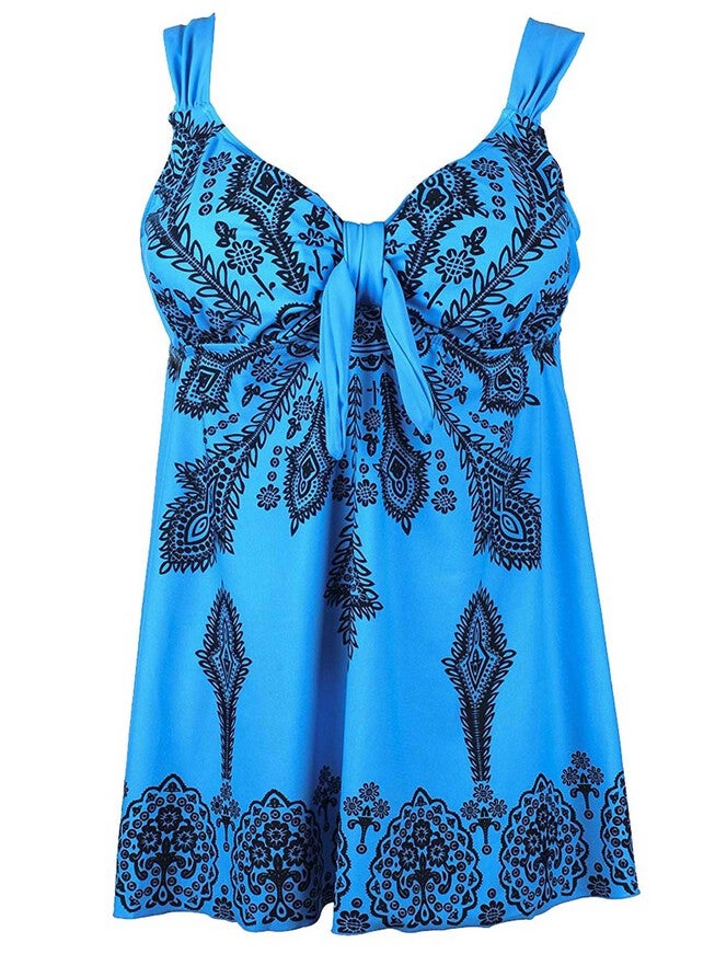Retro Tie Tankini Set, Sky Blue / blue, hi-res image number 0