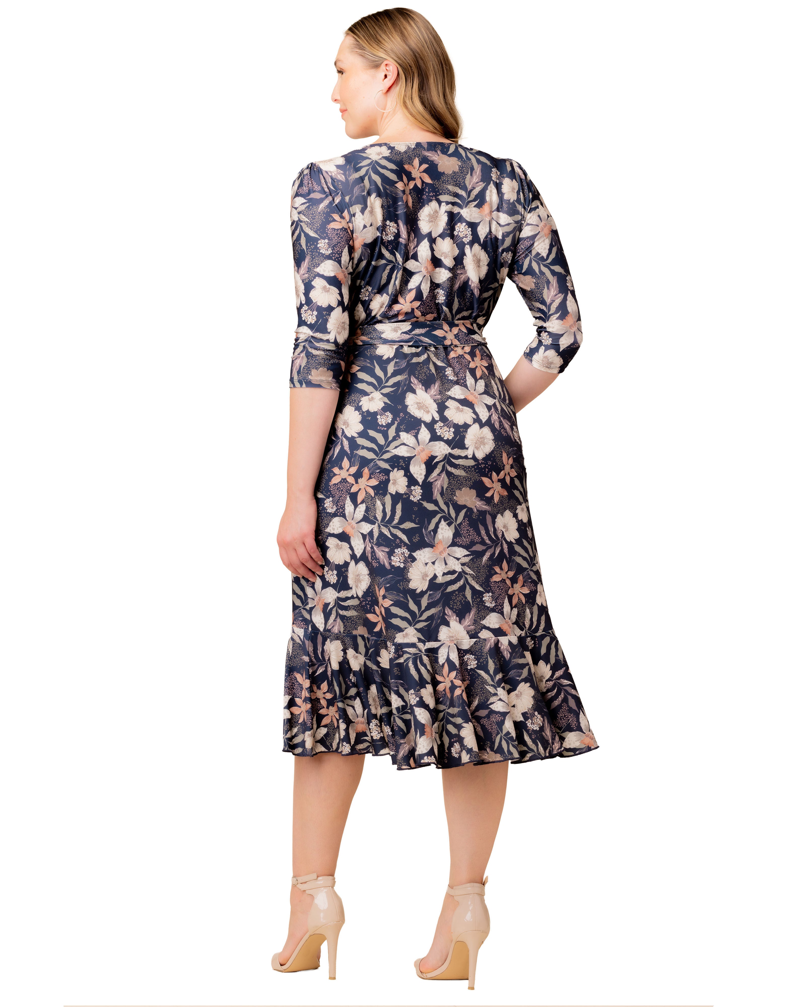 Flirty Flounce Wrap Dress, SOFT NAVY FLORALS / Navy, alternate image number 1