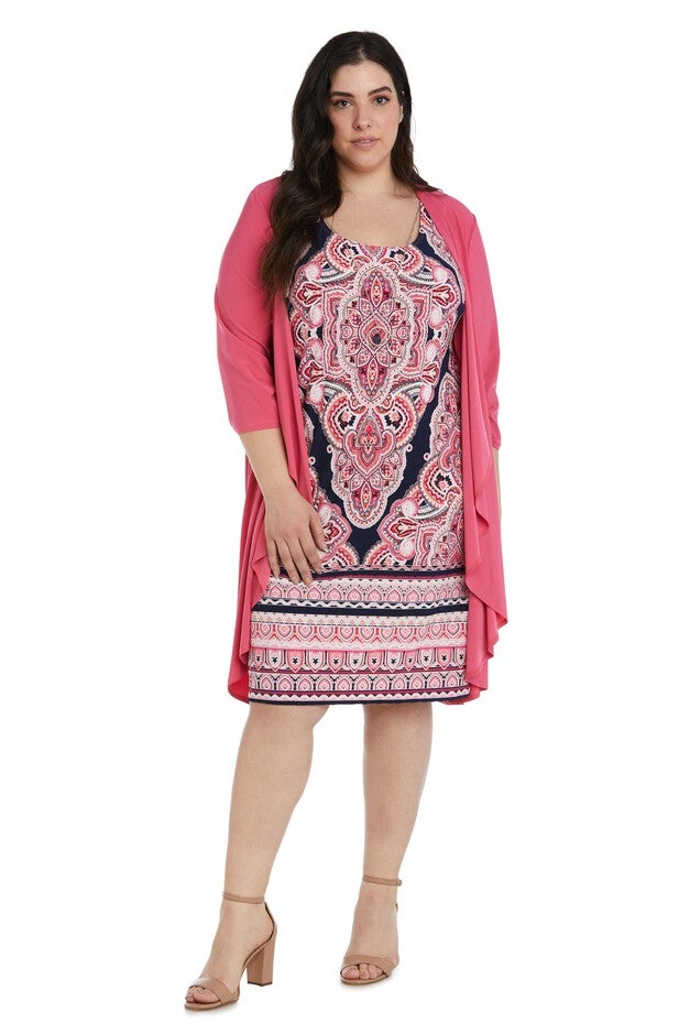 Puff Print Jacket Dress - Plus, Watermelon, hi-res image number null