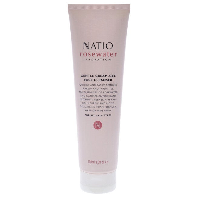 Rosewater Gentle Cream-Gel Face Cleanser by Natio for Women - 3.3 oz Cleanser, See Description, hi-res image number 0