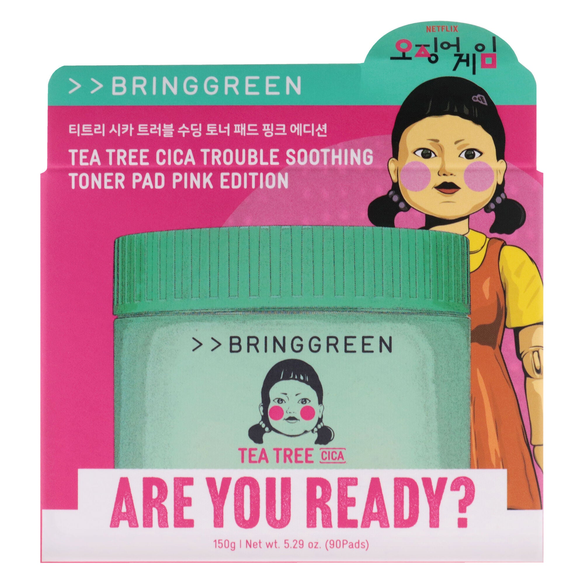 Trouble Soothing Toner Pad Pink Edition - Tea Tree Cica by Bring Green for Unisex - 90 Pc Pads, White, alternate image number 4