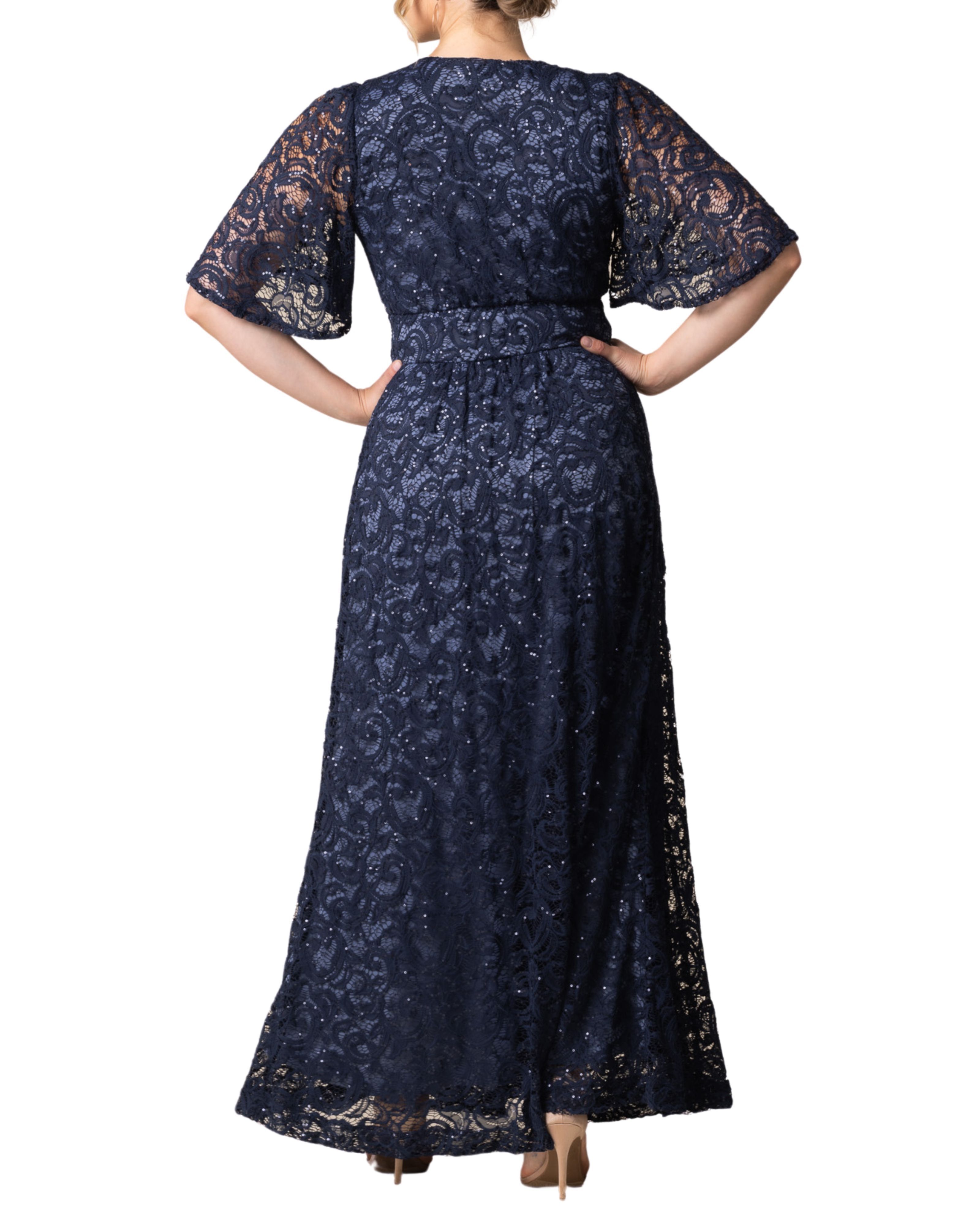 Luminous Sequin Lace Long Gown, NOCTURNAL NAVY / Navy, alternate image number 1