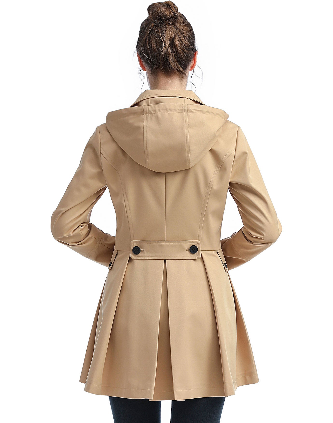 Nicole Waterproof Hooded Fit Flare Trench Coat