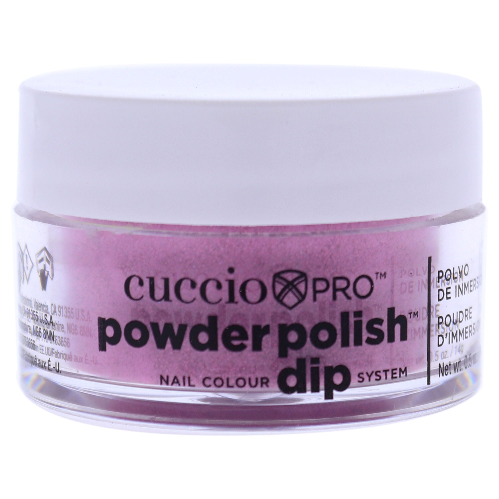 Pro Powder Polish Nail Colour Dip System - Deep Pink With Pink Glitter by Cuccio Colour for Women - 0.5 oz Nail Powder, See Description, hi-res image number 0
