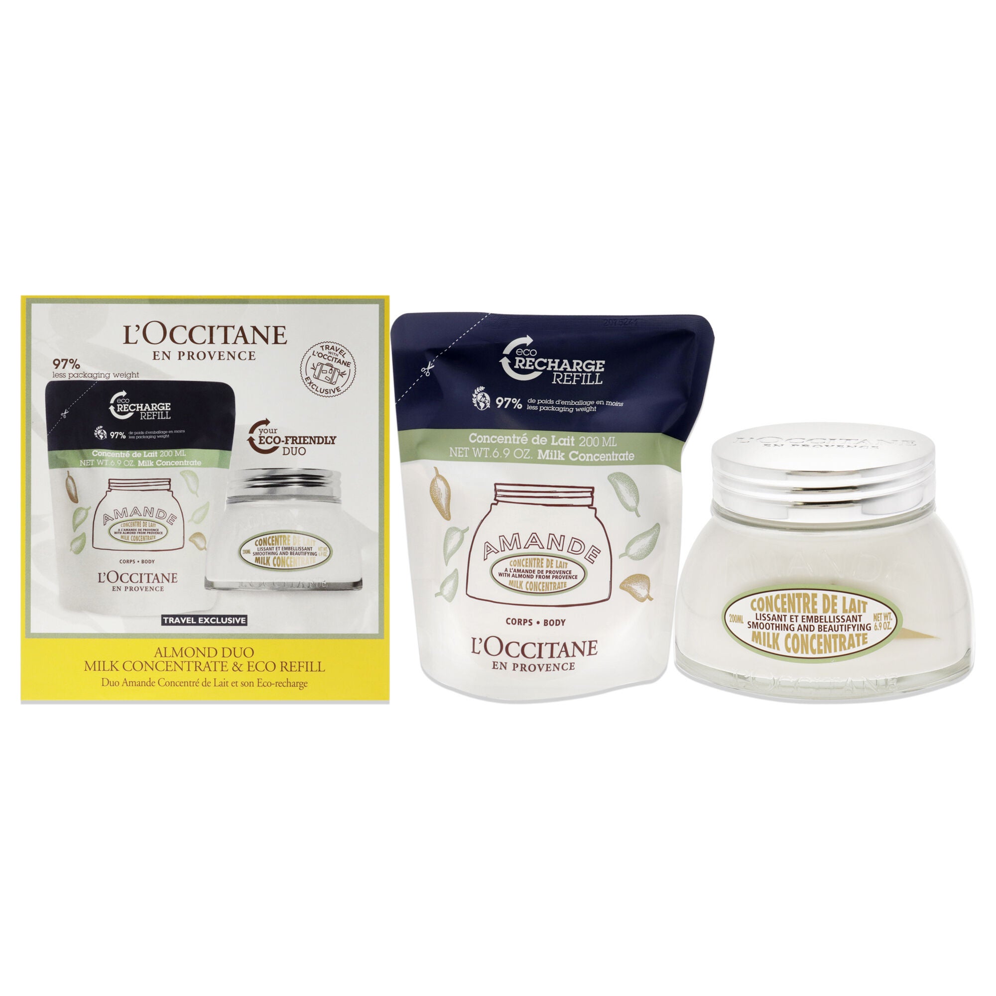 Almond Concetrate Duo by LOccitane for Women - 2 x 6.9 oz Almond Milk Concentrate, Almond Milk Concentrate Eco Refill, See Description, hi-res image number 0