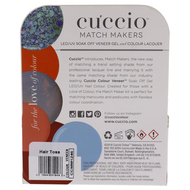 Match Makers Set - Hair Toss by Cuccio Colour for Women - 2 Pc 0.44oz Veneer Soak Of Gel Nail Polish, 0.43oz Colour Nail Polish, See Description, alternate image number 1