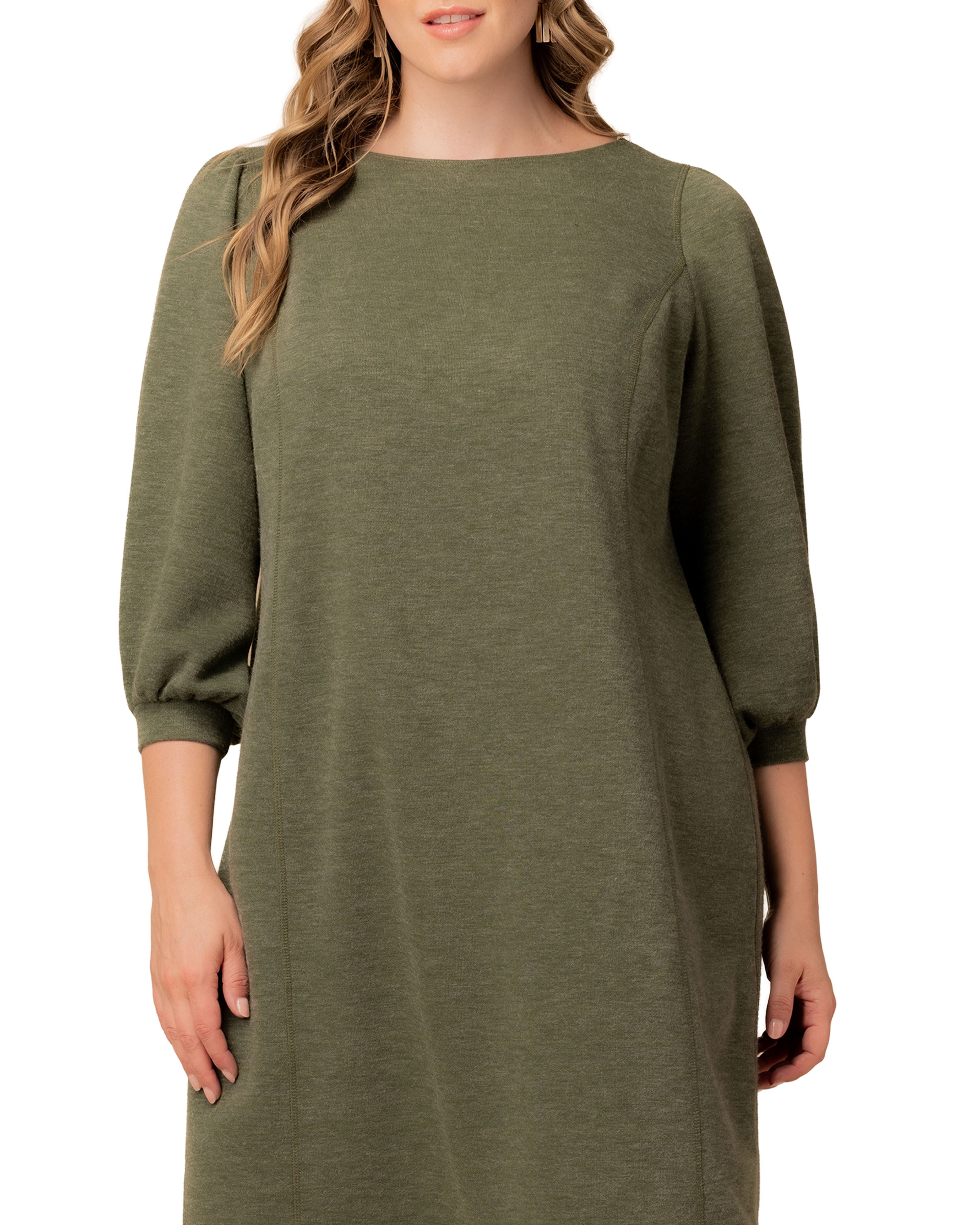 Madison Sweater Knit Shift Dress, FOREST GREEN / Forest Green, alternate image number 2