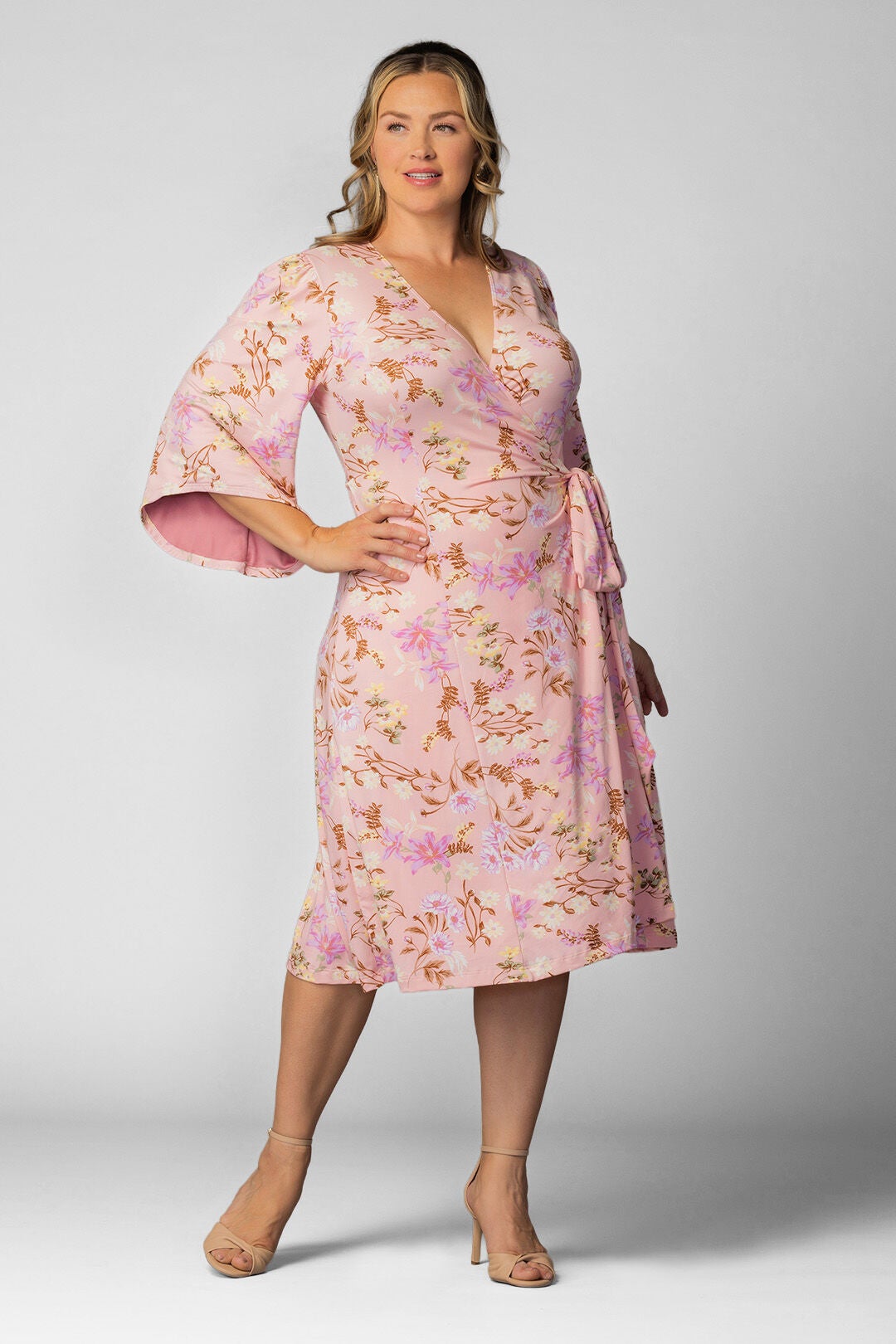 Gemini Wrap Dress, Lively Peach Florals / Peach, hi-res image number 0